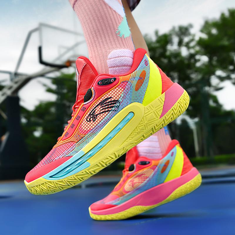 Módní design Červené basketbalové boty pro muže ženy Vysoká kvalita Fluorescence Pánská sportovní obuv Venkovní Protiskluzové Dámské tenisky