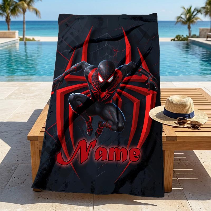 Custom Name S-Spide M-Man Flight Stylish Digital Printing Beach Towel Quick‑Drying Absorbent Blanket for Beach Pool Gym Travel