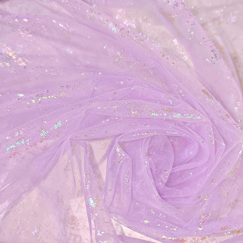 

[moonfarm] 2way lame tulle material Sparkling Width 150cm colorful race handicraft costume cloth (purple, 2m)