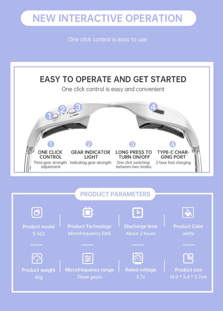 Eye Massager 3D Eyes Relax Massager Fatigue Relief Lighten Dark Circles Smooth Eye Fine Line Beauty Eye Care