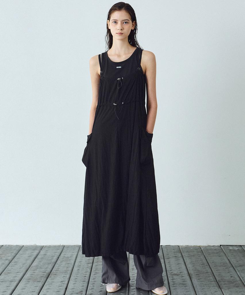 Nigaennikol String Cargo Detail Dress_Black