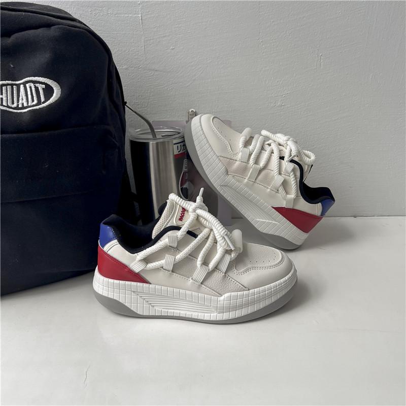 

2024 новая модная повседневная спортивная женская обувь с сетчатой ​​поверхностью, дышащая ретро-старая грязная обувь, обувь для папы на толстой подошве 35 красный