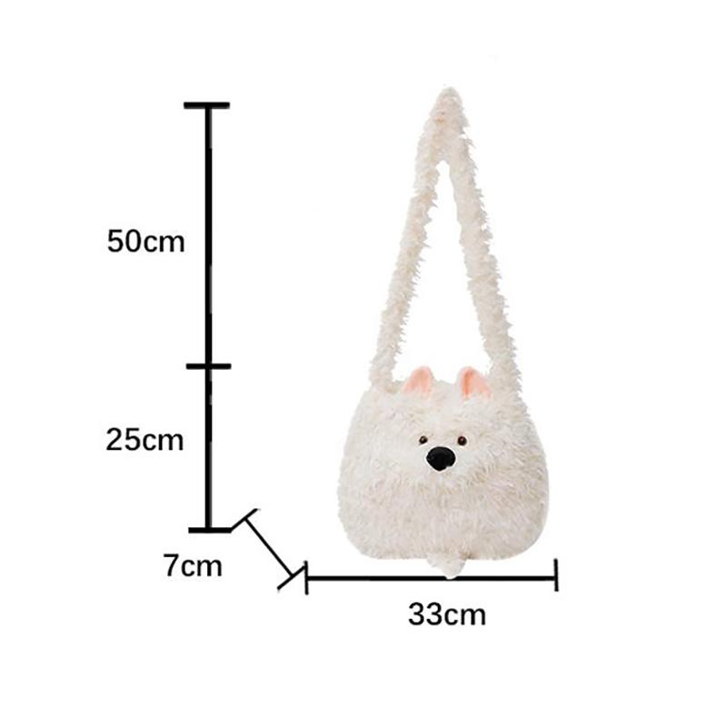 Cute Cartoon Dog Student Shoulder Bags For Women Girls Large Capacity Messenger Bag Simple Sweet Plush Female Handbags Gifts