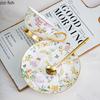 Rural Style Coffee Cup and Dish Set Afternoon Tea Water Cup Flower Tea Cups Milk Mug Breakfast Cups Dim Sum Dish Milk Tea Mug