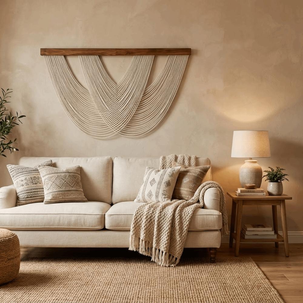 Arazzo da Parete Intrecciato a Mano di Grandi Dimensioni Arte da Parete Arazzo Boemo Stile Nordico Macramè da Appendere alla Parete Decorazione per Soggiorno