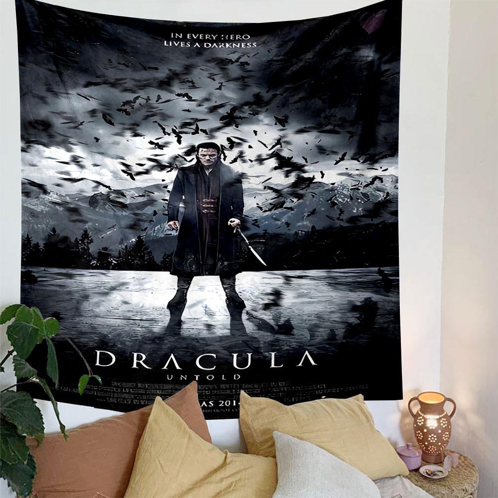 Dracula Untold Tapestry Wall Hanging, Vampire Origin Movie Art, Dark Fantasy Wall Decor for Bedroom Man Cave