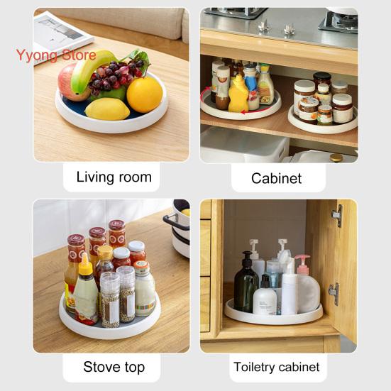 Kitchen Storage Tray Rotatable Non-slip Large Capacity Portable Round Kitchen Seasoning Organizer Turntable Household Supplies