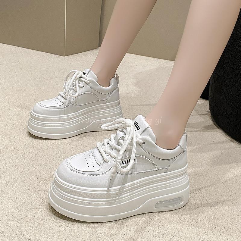 

thick-soled niche retro dad shoes women s autumn new versatile cm height-increasing muffin sports board shoes 40 белый