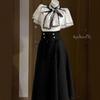 POSHOP Chiffon-Oberteil mit Glockenärmeln & Schlankmachender Winter-Halbrock Zweiteiliges Set
