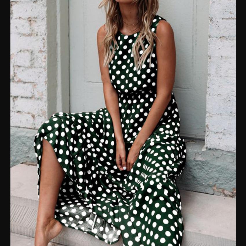 

Летнее платье-сарафан длинное без рукавов сексуальное S зелёный