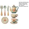 Vintage Tableware Pattern Stickers 7Pcs 2D Flat Kitchen Wooden Wall Decor, Retro Teapot Themed Peel Stick Dining Room Decor Art, Self?Adhesive