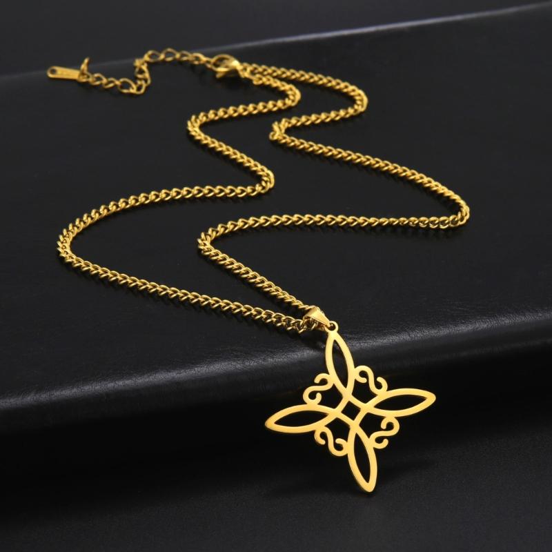 Fashion Celtic-Knot Pendant Necklace Witches-Knot Choker Chain Triquetra-Trinity Charm Clavicle Chain Jewelry Ornament