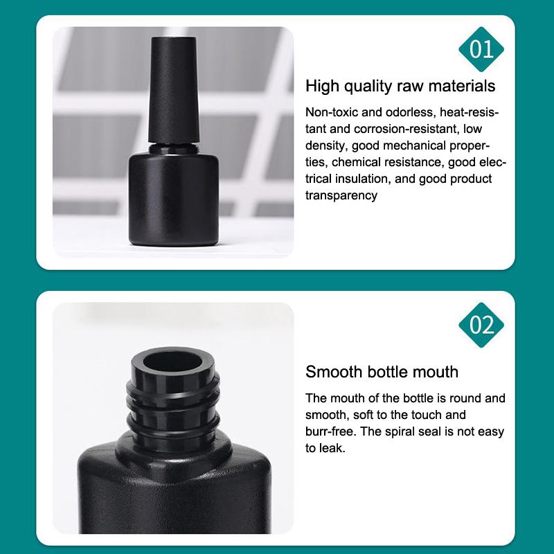 Nail Gel Bottle Empty Nail Polish Bottles Black Refillable Bottles With Brush For Travel Portable Cosmetic Containers 6/7/8/10Ml