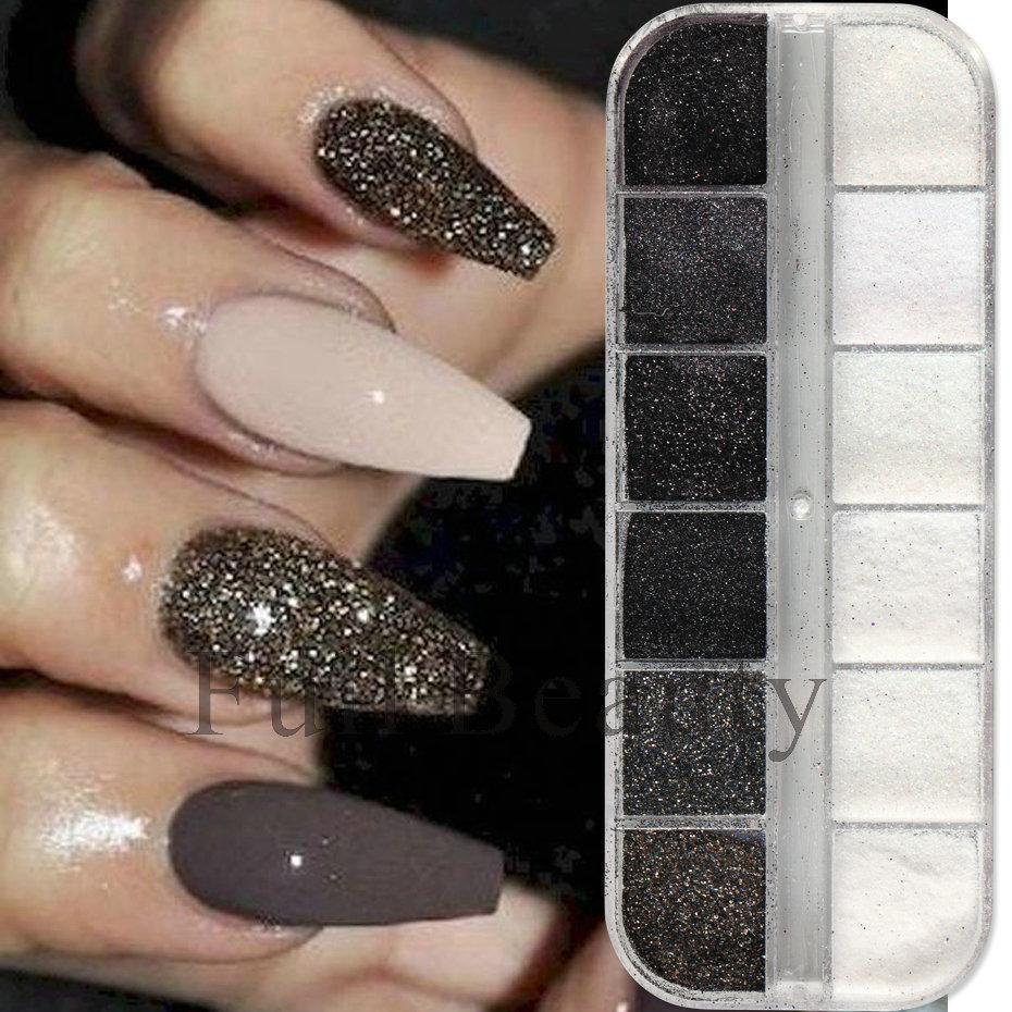 Nail Art Glitter, White Snow Dark Series Starlight Woolen Powder Mixed Nail Woolen Modeling Powder