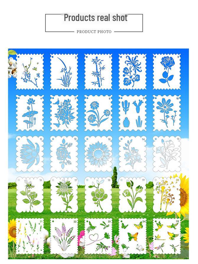 Four Seasons Floral Stencil Set for Kids' DIY Drawing and Journaling