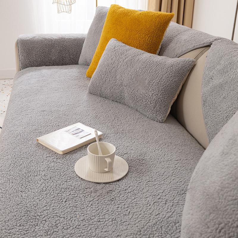 Lamb velvet sofa cushion thickened non-slip plush cushion winter sofa cover cover