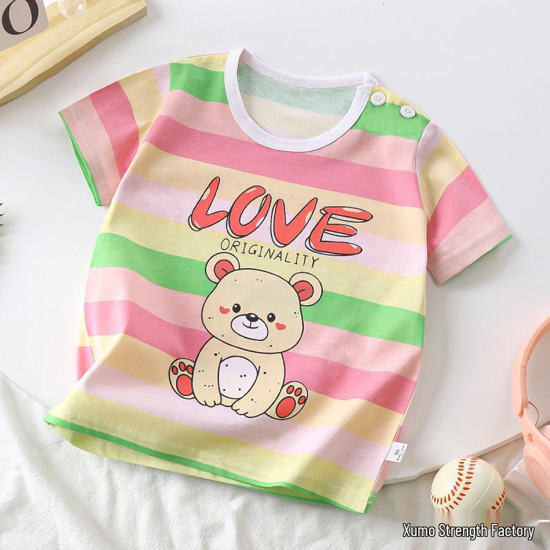 Kids' Cartoon Short Sleeve T-Shirt: Korean Style for Boys and Girls