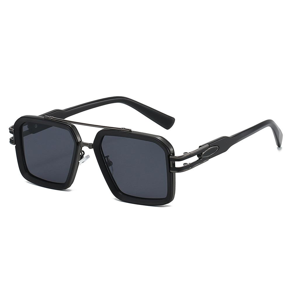 Ins Retro Double Beam Gradient Square Women Sunglasses Personality Leopard Gradient Trend Street Style Punk Men Glasses UV400