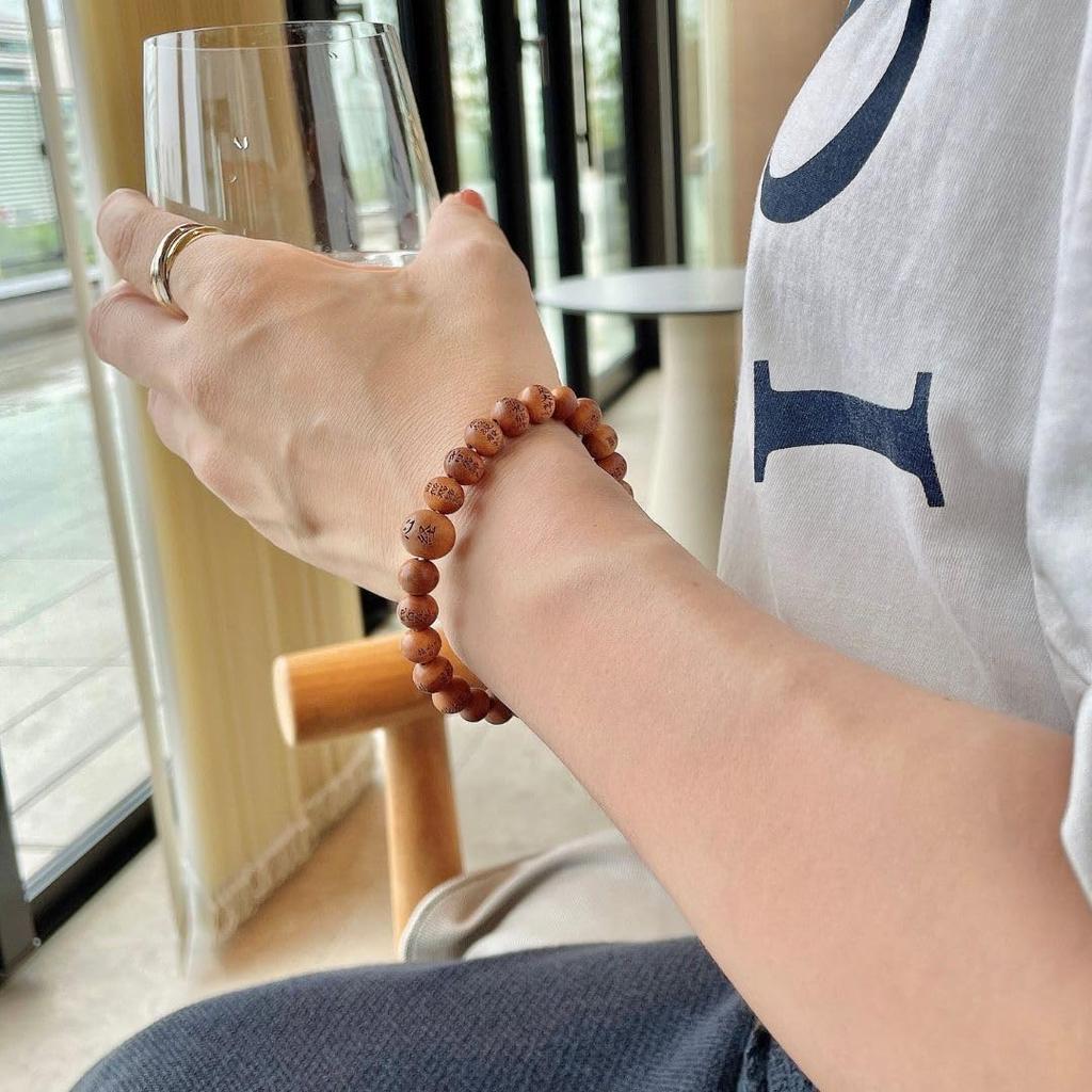 Brățară de rugăciune din lemn de santal sculptat de 8 mm, Sutra inimii, bilet de schimb inclus, lemn de santal parfumat [Sală japoneză]