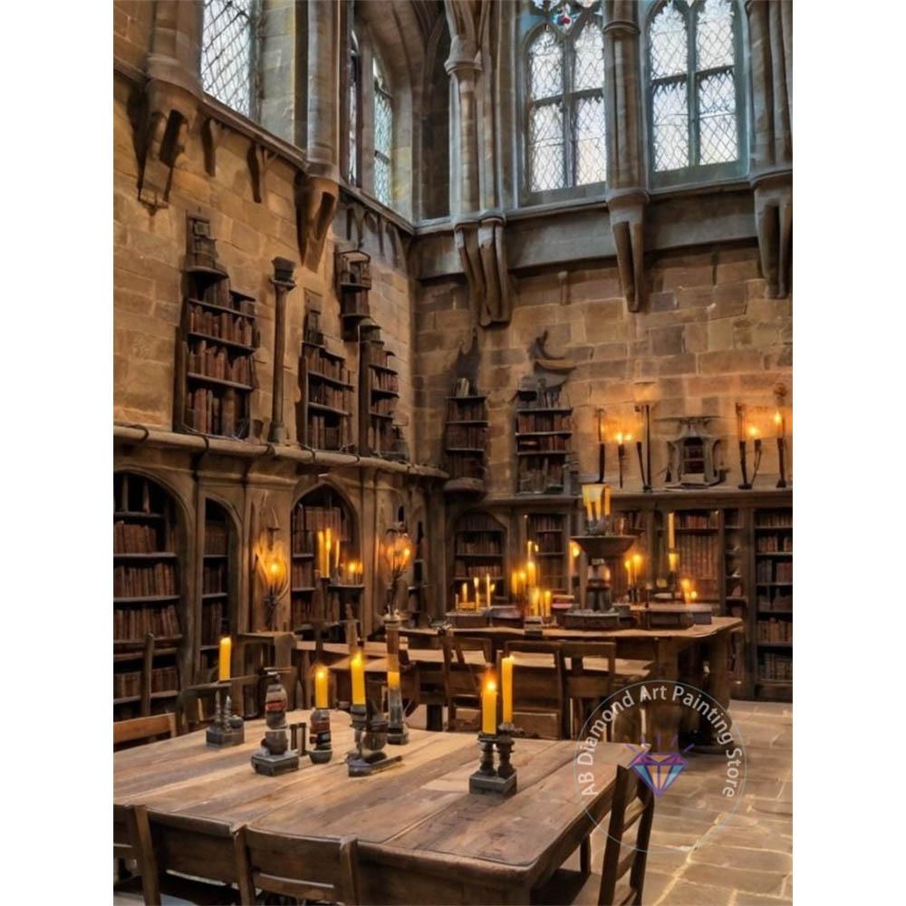 Harry Potter Holwarts Castle Picture Diamond Painting Kit 5D DIY Round Diamond Embroidery Handicraft Home Decor