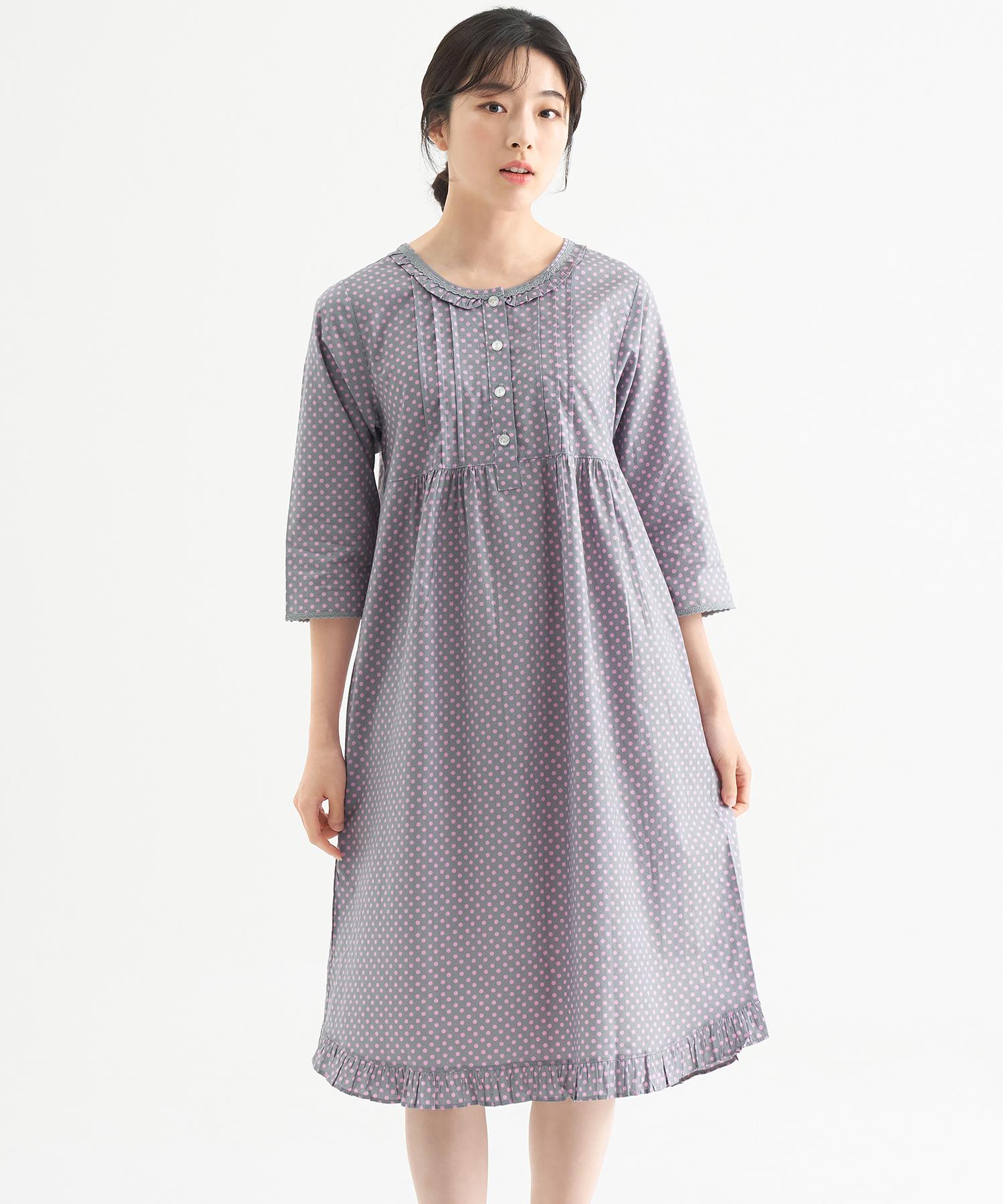 Meipeullawo Purple Pink Dot 3/4 Sleeve