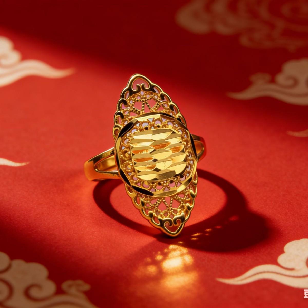 

Classic Vietnamese Sand Gold Fire-Baked Wedding Ring - Versatile, Fashionable, Non-Tarnishing Jewelry Adjustable золотий