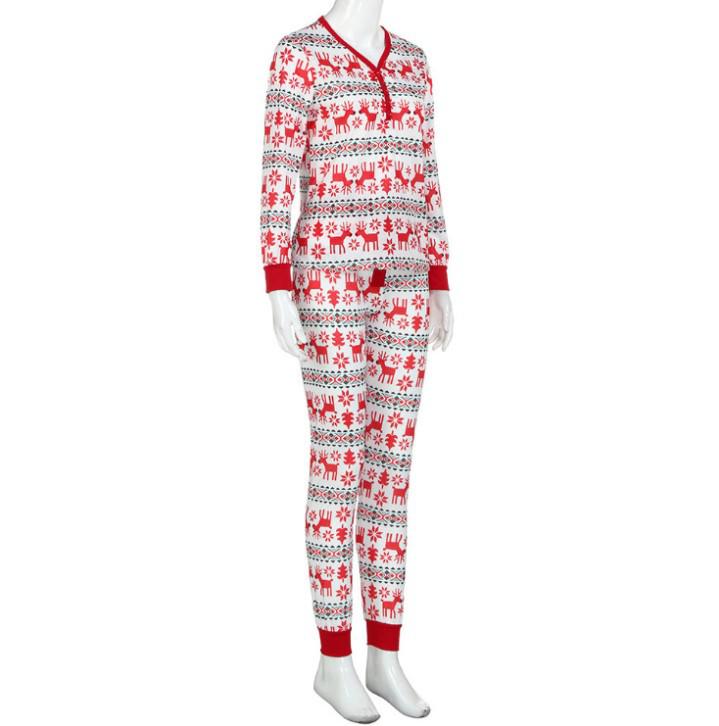 European & American Christmas Family Pajama Set - Print Top, Long Sleeve, Long Pants