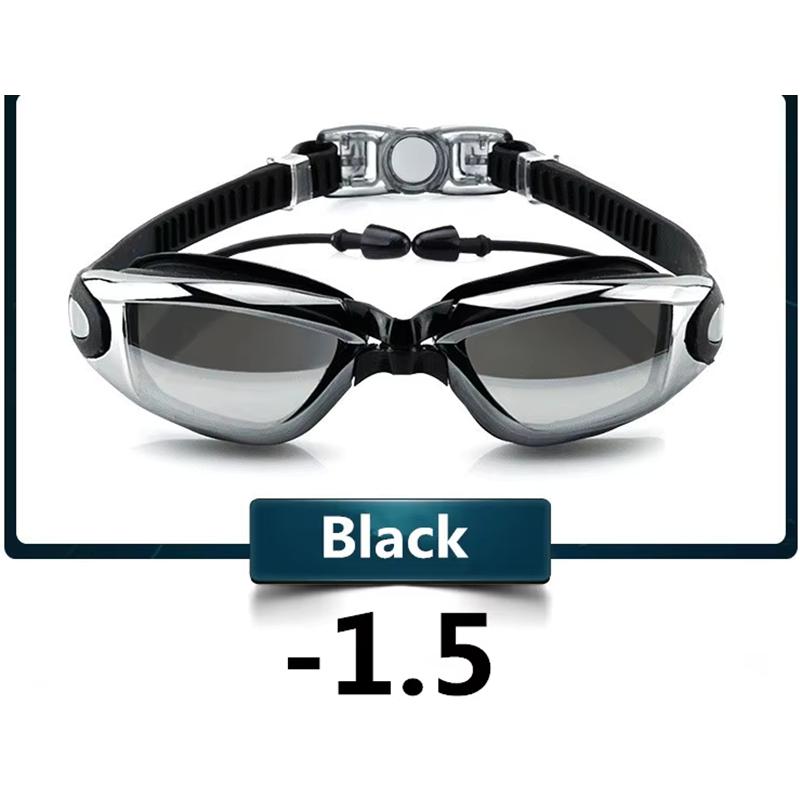 Anti Fog Professional Swimming Goggles Swimming Glasses Myopia with Earplugs Nose Clip Electroplate Waterproof Silicone Swim