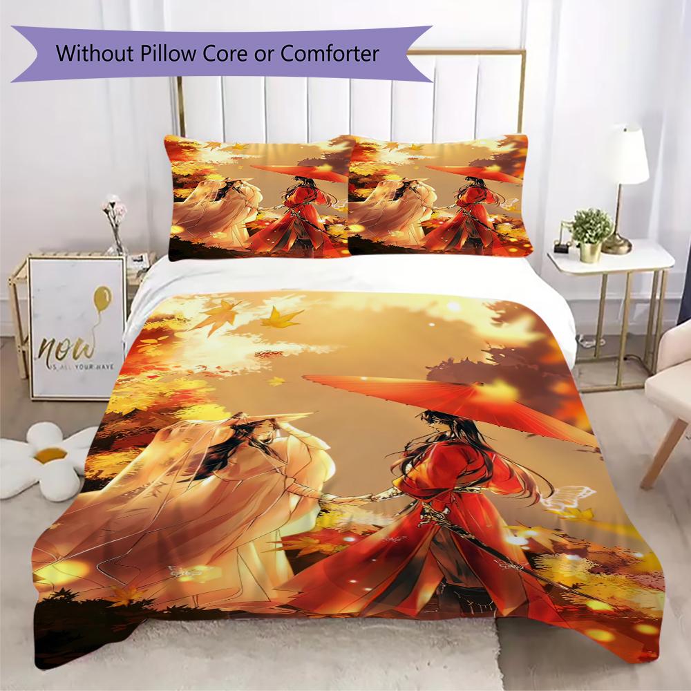 

1PC Heaven Official s Blessing Bedding Quilt Set Quilt Cover Pillowcase Home Decoration Gift (1 * duvet cover + 2 * pillowcase, without core)A2 135x200cm