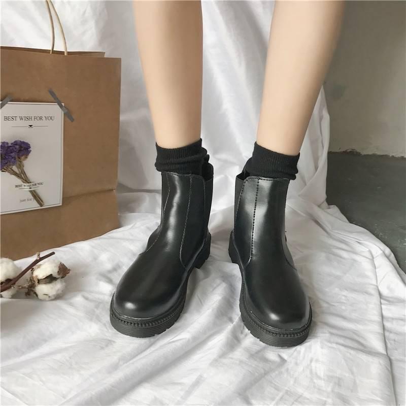 Botas de mujer Botas elásticas Chelsea Botas de mujer Botines de punta  redonda Punta gruesa Inferior Zapatos de leda Negro Botín Negro comprar a  buen precio — entrega gratuita, reseñas reales con