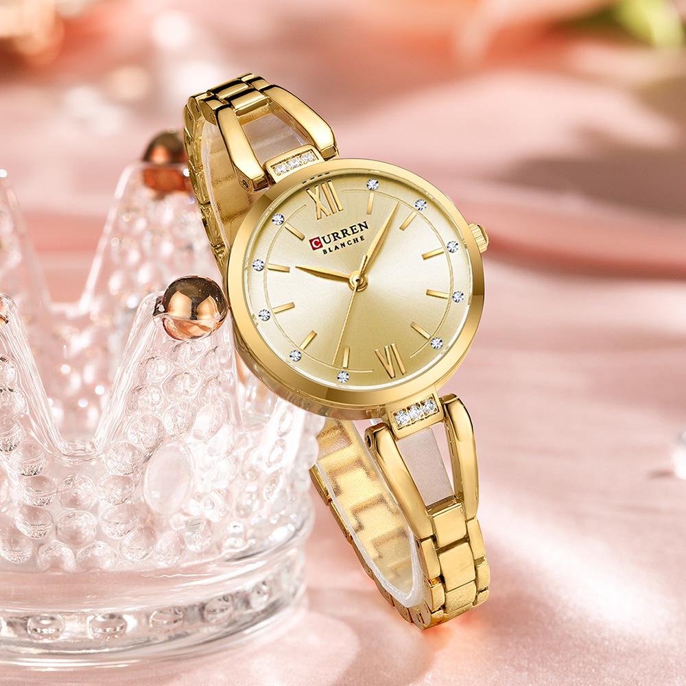 CURREN 9092 Women's Waterproof Quartz Watch with Steel Band and Simple Small Dial