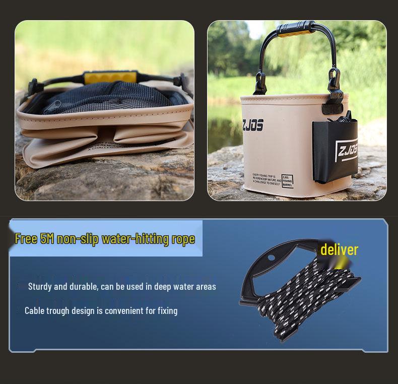 Portable Foldable Fishing Bucket & Live Fish Protector