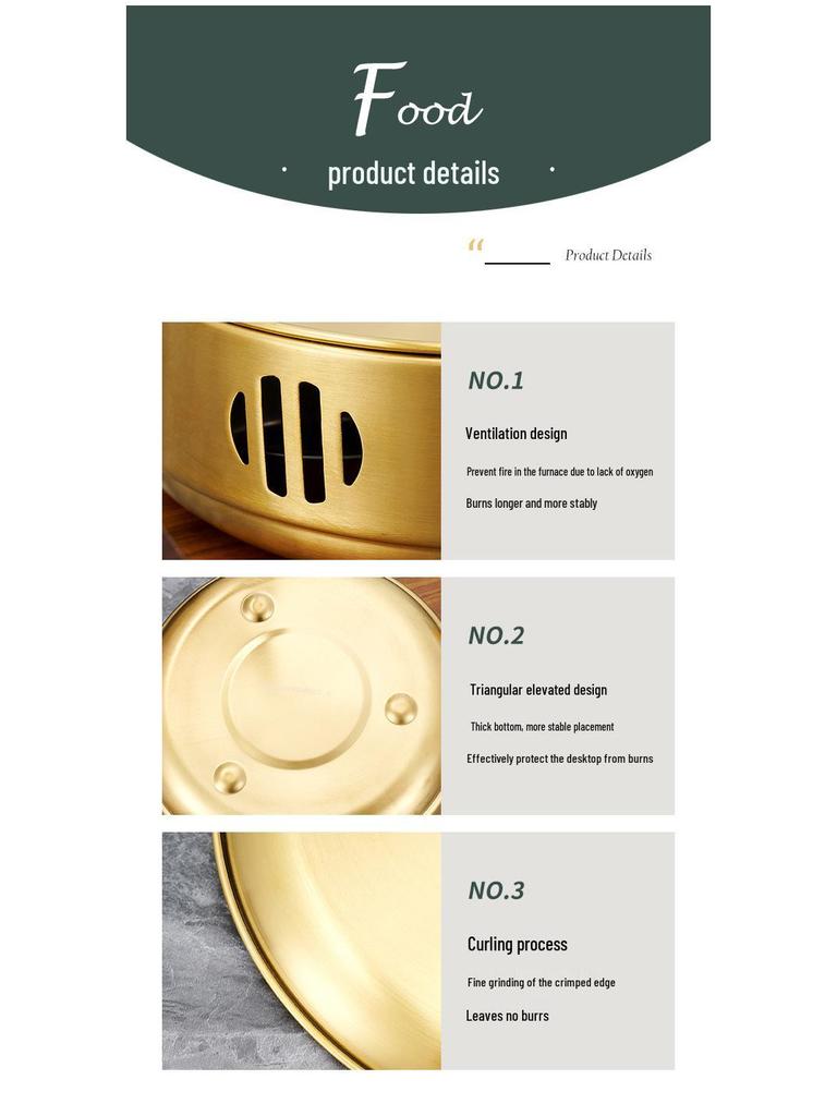 Korean-Style Stainless Steel Round BBQ Warming Stove for Restaurants