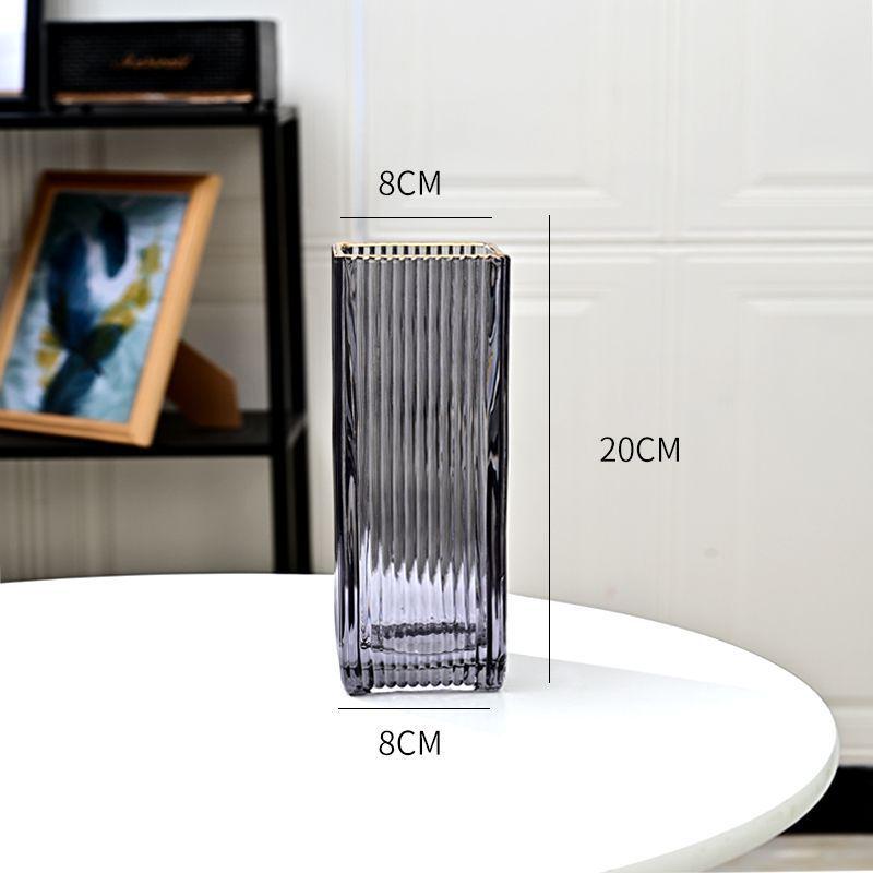 Thickened Square Glass Vase for Fresh Flowers - Elegant Hydroponic Floral Container for Living Room & Dining Table Decor