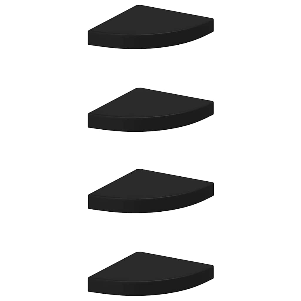 Corner Floating Shelves Set of 4 Black 25 x 25 x 3.8 cm MDF