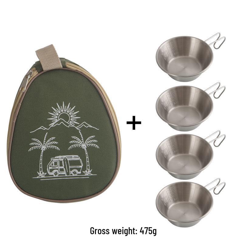 Sierra Outdoor 304 Stainless Steel Folding Camping Bowl with Fixed Handle