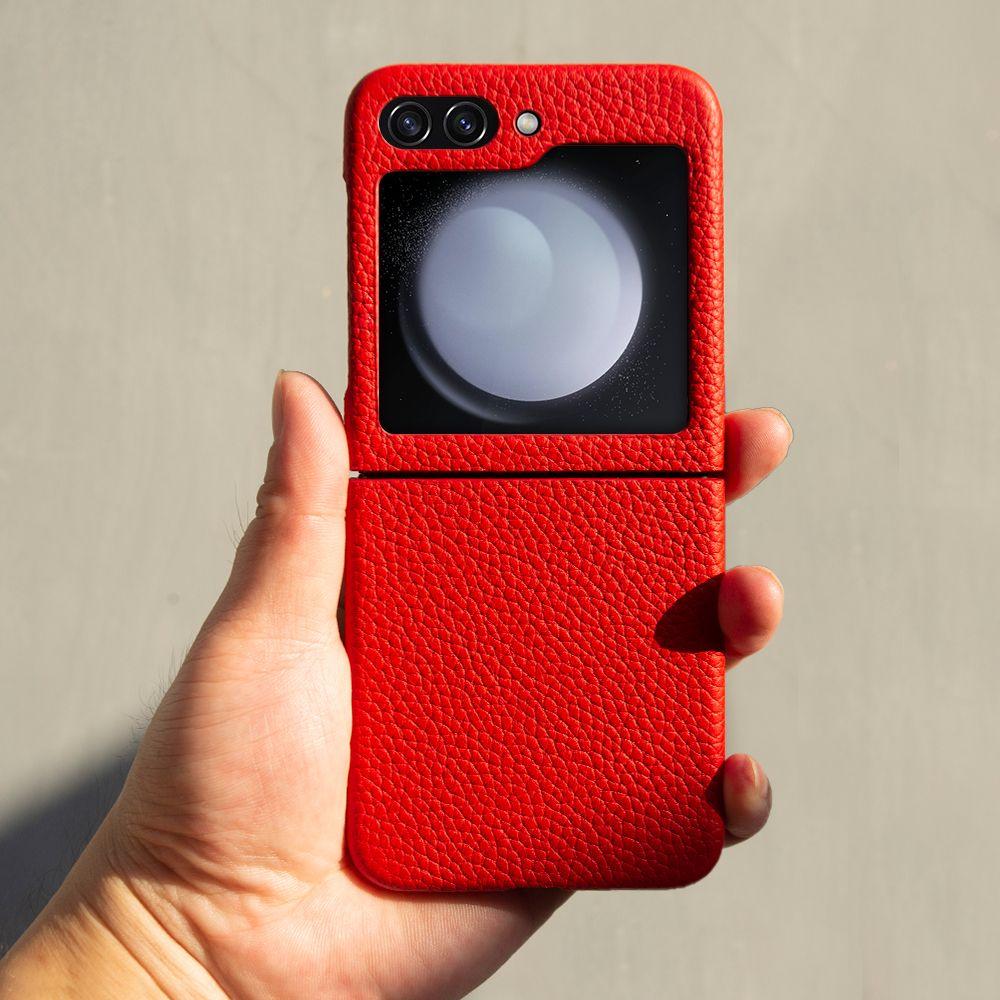 

For Funda Samsung Galaxy Z Flip5 Case Litchi Pattern Genuine Leather Cases for Galaxy Z Flip7 ZFlip4 3 Phone Cover Coque Shell Galaxy Z Flip5
