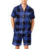 Conjunto de Pijama Masculino de Manga Curta com Botões e Shorts, Roupa Macia, Tamanhos P-XXXXG