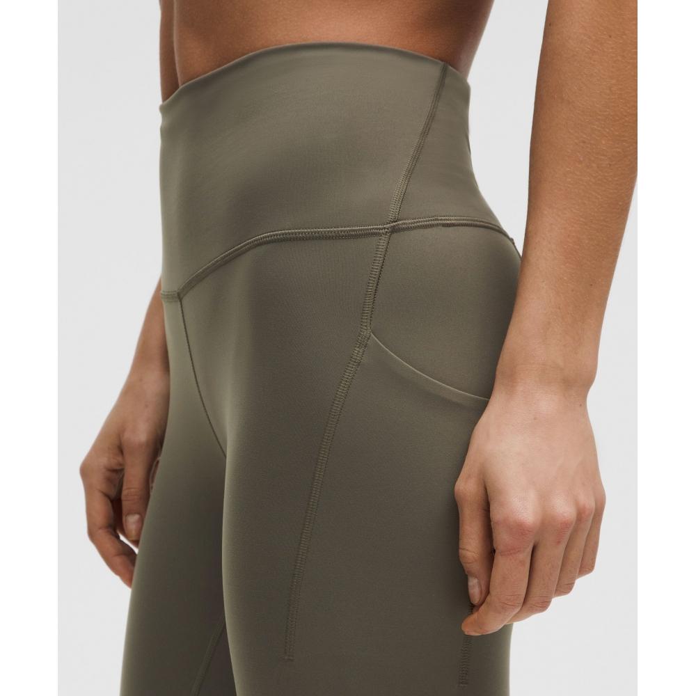 Lululemon Wunder Train High Rise Crop With Pockets 23  Army Green