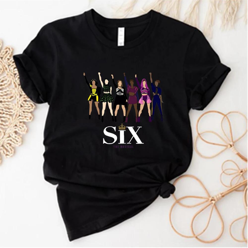 Six Musical Tshirt Broadway Six Musical Print Short Sleeve Shirt Musical Shirts Women Funny Tee Fans Gift Casual Tops