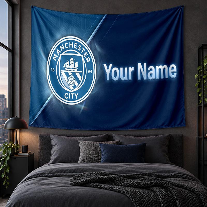Personalized Tapestry Wall Hanging Manchester City Pattern Art Background Cloth