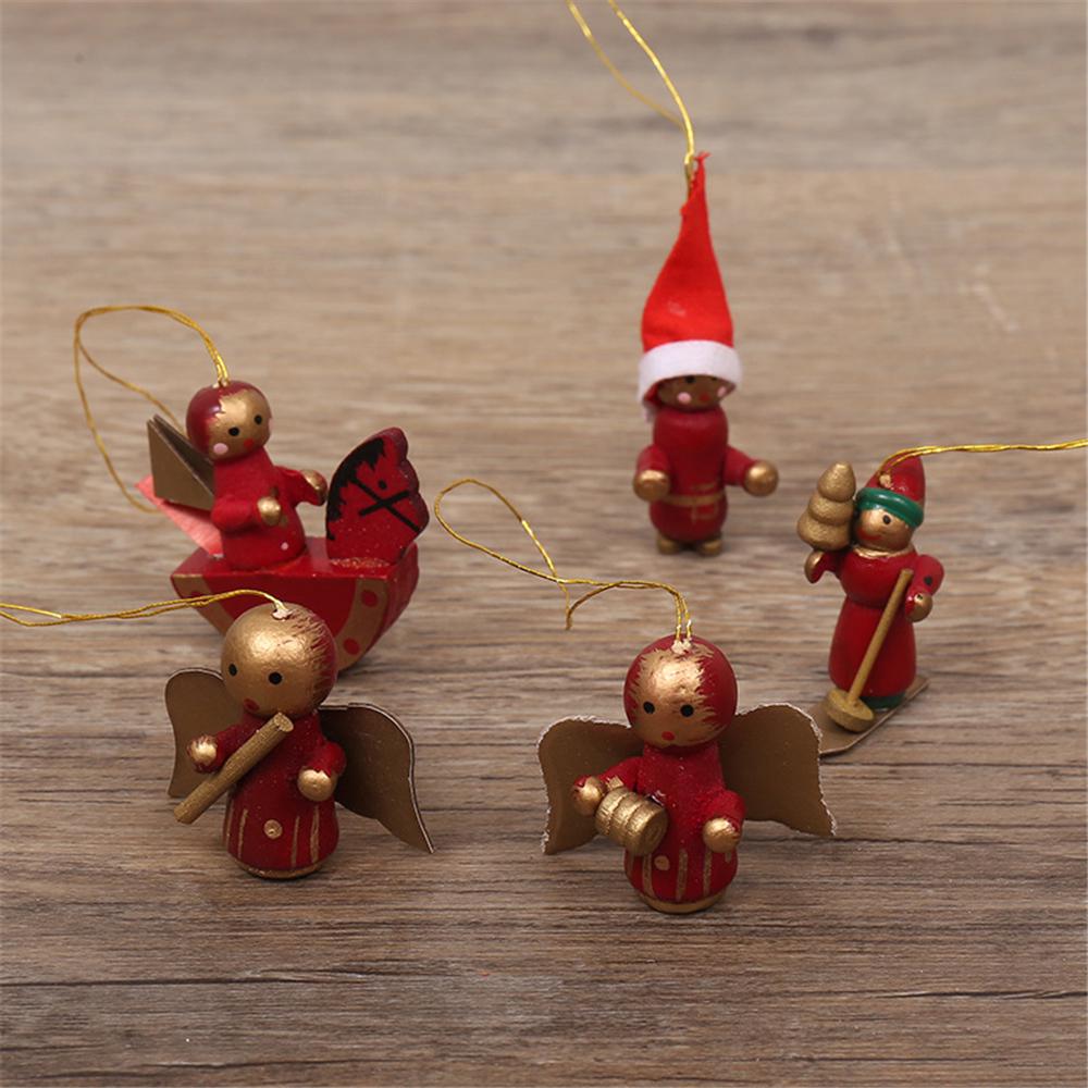 Christmas Ornaments Hanging Decorations Wooden For Xmas Decor Horse Drum Toys