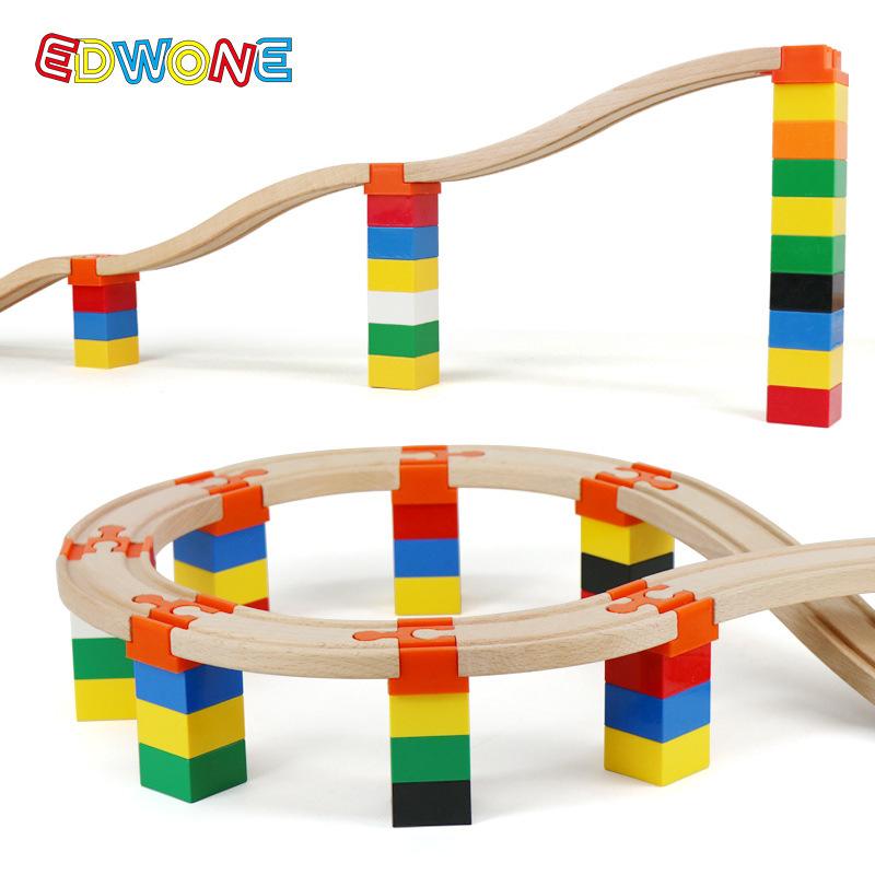 New Wooden Train Track Adapter Rail Building Block Connector Compatible All Brand Wood Railway Wooden Train Track Accessories