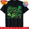 St Patricks Shamrock Happy Saint Day Clover T Shirt Vintage Graphic Top For Everyday Wear Slightly Casual Stretched