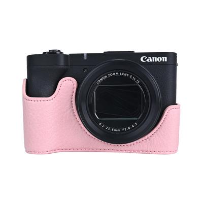 Litchi Skin PU Leather Camera Half Case for Canon PowerShot V1 Battery Opening Bottom Cover