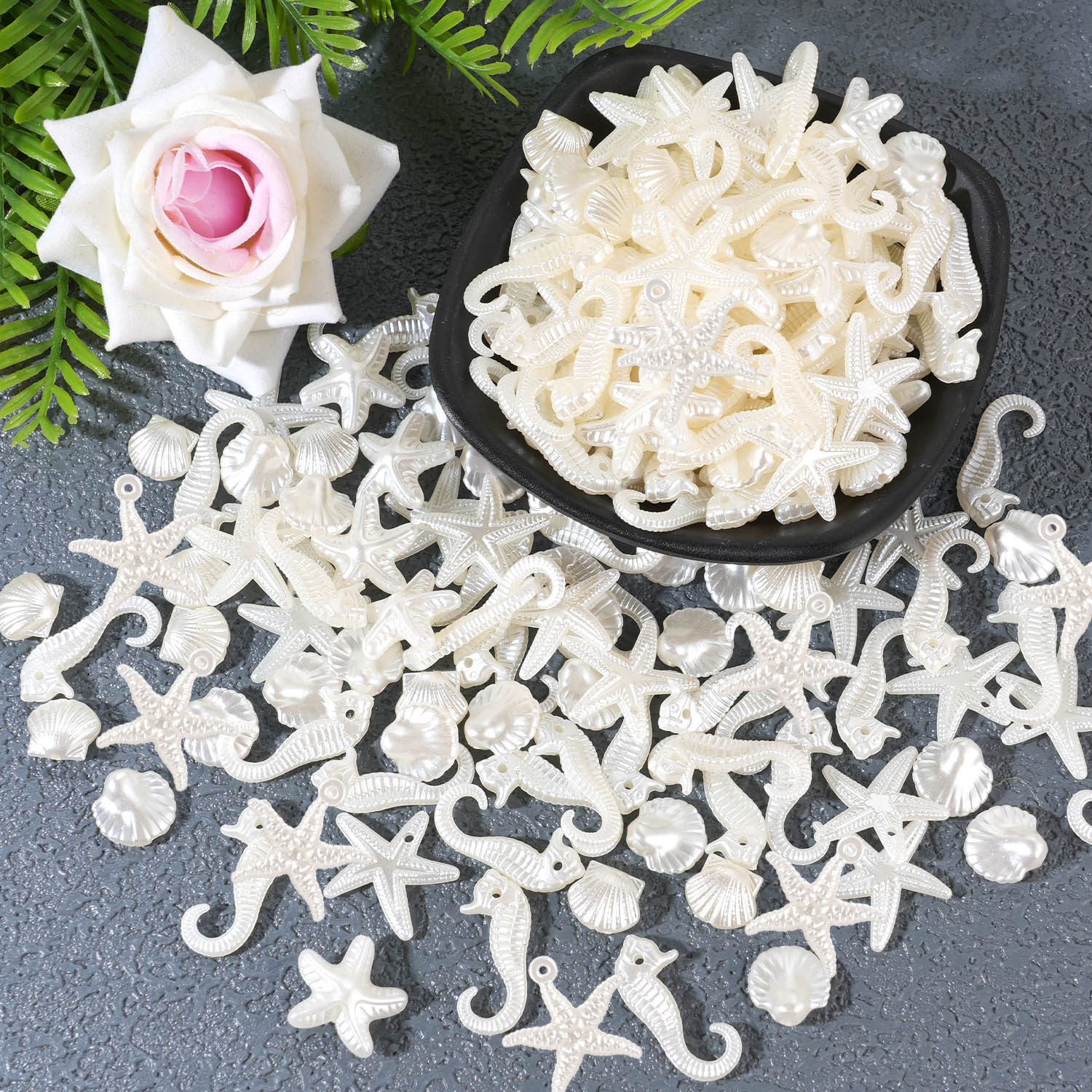 30/60g ocean series mixed resin beads starfish shell DIY necklace bracelet pendant jewelry beads 30g белый
