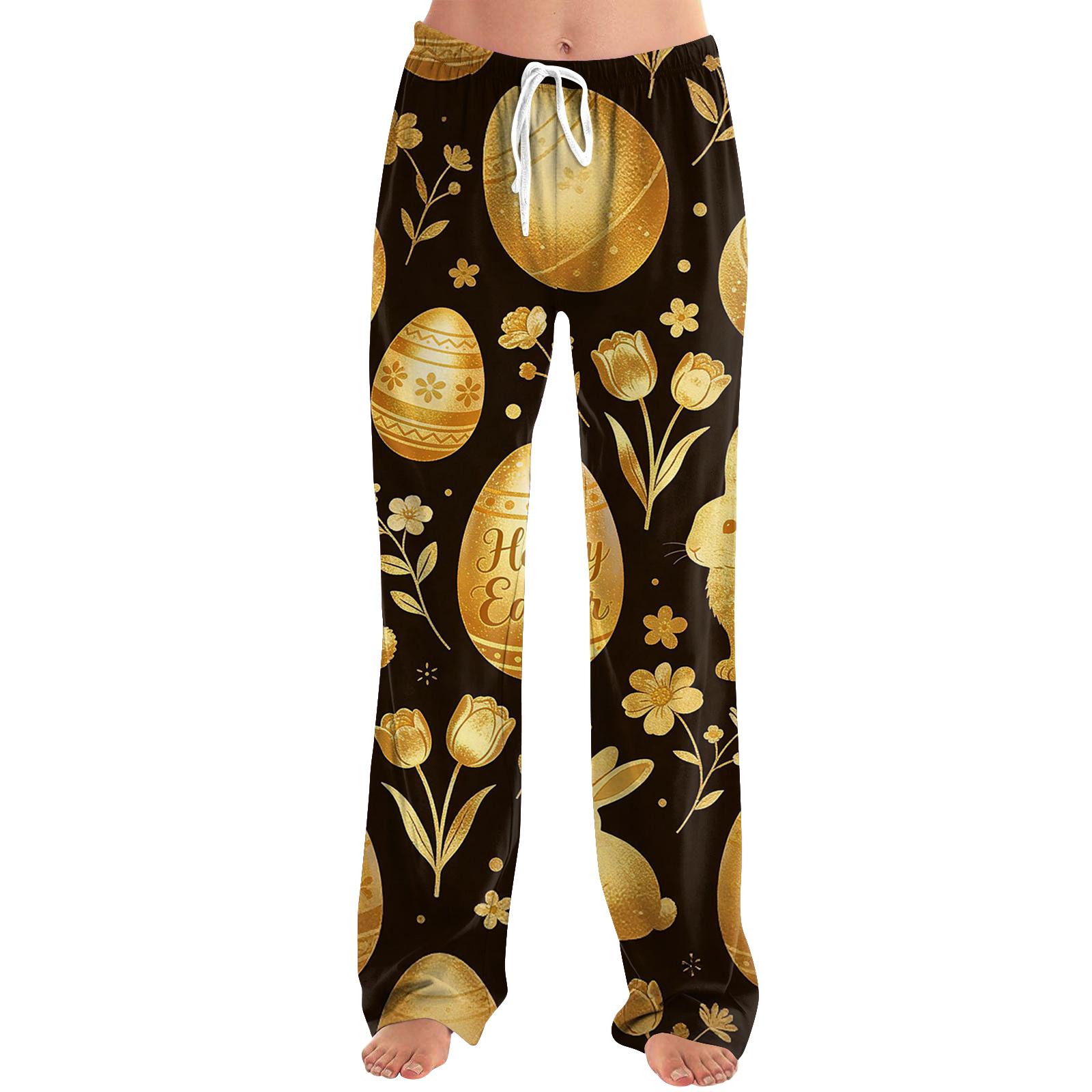 Women s fashionable loose casual Easter cartoon printed casual pants XXL
