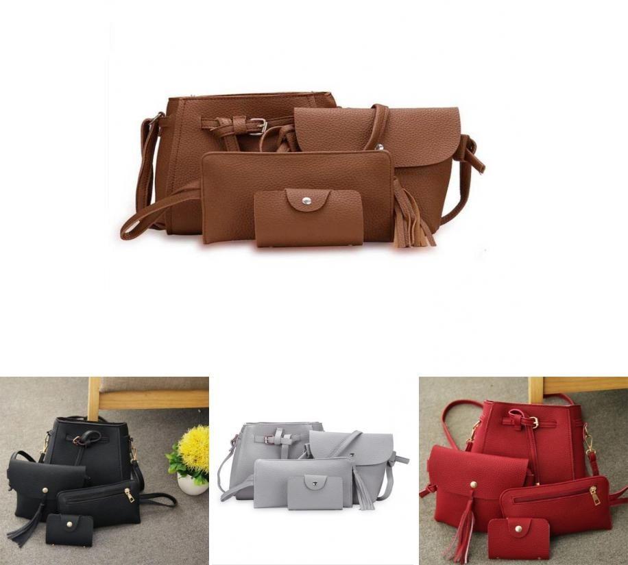 Sophisticated Women's 4pcs Handbag Set With Timeless Design And Solid Colors