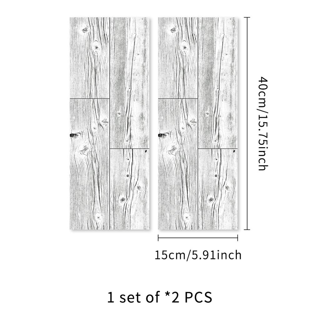 2Pcs 40X15cm PVC Wood Grain Wall Self-Adhesive Sticker Waterproof Living Room Bedroom Wall Decoration Floor Stickers