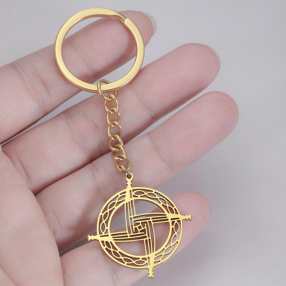 Dawapara Saint Brigid Cross Pendant Keychain Irish Celtics Knot Imbolc Protection Amulet Religious Stainless Steel Jewelry